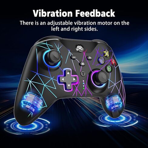 وحدة تحكم HQFYH Wireless Switch Pro، عصا تحكم قابلة لإعادة الشحن بقدرة 1000 مللي أمبير في الساعة مع RGB بارد، توربو، ماكرو، محور جيروسكوبي، تنبيه، مشغل القاعة، للتبديل/Lite/OLED/iOS/Android/PC in Kuwait