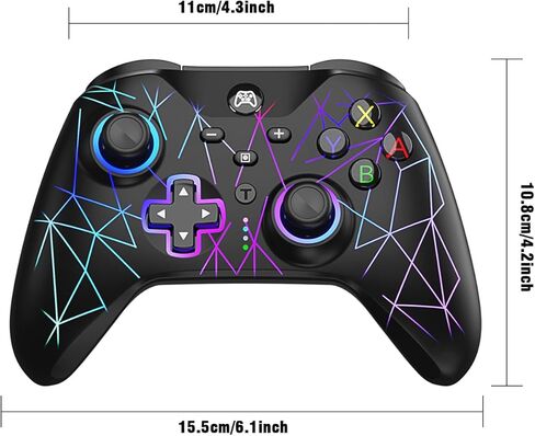 وحدة تحكم HQFYH Wireless Switch Pro، عصا تحكم قابلة لإعادة الشحن بقدرة 1000 مللي أمبير في الساعة مع RGB بارد، توربو، ماكرو، محور جيروسكوبي، تنبيه، مشغل القاعة، للتبديل/Lite/OLED/iOS/Android/PC in Kuwait