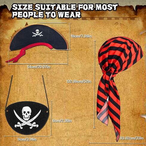 Men Pirate Costume 4 Pcs Accessories Outfit Party Supplies Pirate Hat Cap Man Medieval Renaissance Cosplay Role Play in Saudi Arabia