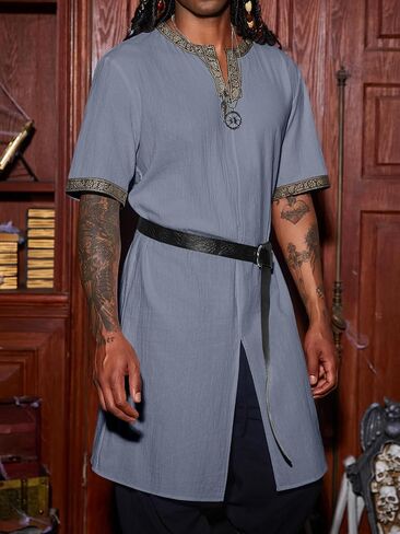 Runcati Mens Medieval Pirate Costume Tunic Renaissance Knight Warrior Viking LARP Halloween Tops in Saudi Arabia