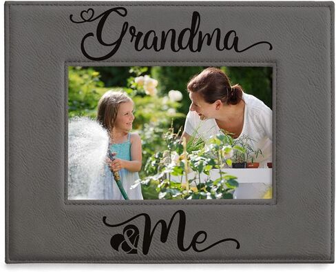 KATE POSH - Grandpa & Me Engraved Grey Leather Picture Frame, First Grandchild Gifts, Best Grandpa Ever, Grandparents Gifts (4x6-Vertical) in Saudi Arabia