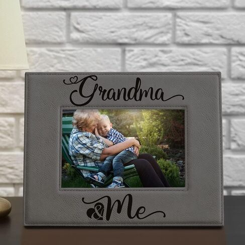 KATE POSH - Grandpa & Me Engraved Grey Leather Picture Frame, First Grandchild Gifts, Best Grandpa Ever, Grandparents Gifts (4x6-Vertical) in Saudi Arabia