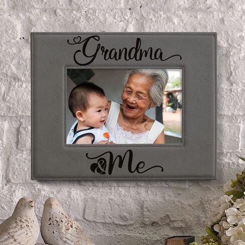 KATE POSH - Grandpa & Me Engraved Grey Leather Picture Frame, First Grandchild Gifts, Best Grandpa Ever, Grandparents Gifts (4x6-Vertical) in Saudi Arabia