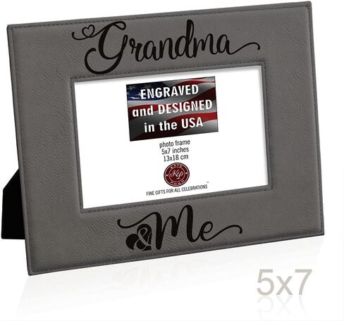 KATE POSH - Grandpa & Me Engraved Grey Leather Picture Frame, First Grandchild Gifts, Best Grandpa Ever, Grandparents Gifts (4x6-Vertical) in Saudi Arabia