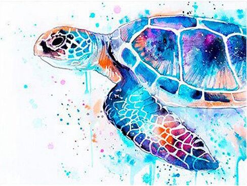 Zimal 5D DIY Diamond Embroidery Colored Sea Turtle Diamond Painting Cross Stitch Round Drill Mosaic 11.8 x 15.8 Inch in Kuwait