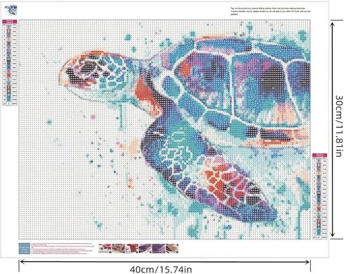 Zimal 5D DIY Diamond Embroidery Colored Sea Turtle Diamond Painting Cross Stitch Round Drill Mosaic 11.8 x 15.8 Inch in Kuwait