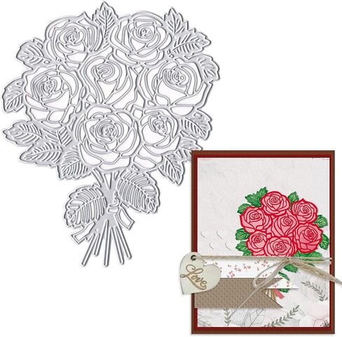 Metal Rose Cutting Dies Flower Bouquet Die Cuts for Card Making, Wedding Rose Die Cut Embossing Stencil Template Tool for Wedding Invitation DIY Scrapbooking Photo Album Card Craft Decoration in Saudi Arabia