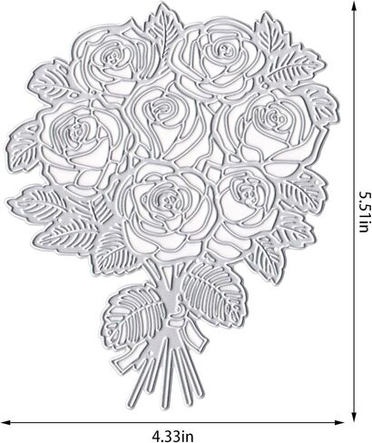 Metal Rose Cutting Dies Flower Bouquet Die Cuts for Card Making, Wedding Rose Die Cut Embossing Stencil Template Tool for Wedding Invitation DIY Scrapbooking Photo Album Card Craft Decoration in Saudi Arabia