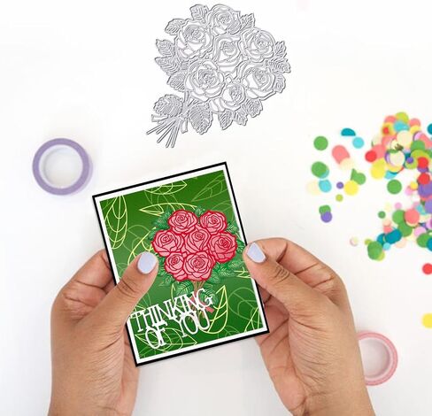 Metal Rose Cutting Dies Flower Bouquet Die Cuts for Card Making, Wedding Rose Die Cut Embossing Stencil Template Tool for Wedding Invitation DIY Scrapbooking Photo Album Card Craft Decoration in Saudi Arabia