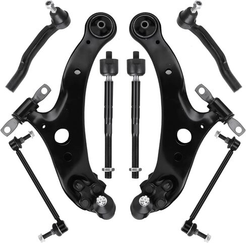 ذراع التحكم الأمامي السفلي مع مجموعة وصلات كروية جانب الركاب والسائق + رابط نهاية قضيب التثبيت + طقم تعليق نهاية قضيب الربط الداخلي الخارجي لـ 2004 2005 2006 2007 2008 2009 Toyota Sienna in Kuwait