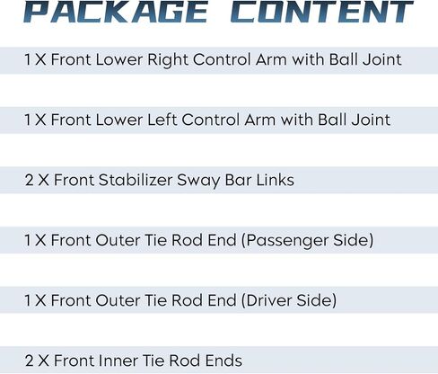 ذراع التحكم الأمامي السفلي مع مجموعة وصلات كروية جانب الركاب والسائق + رابط نهاية قضيب التثبيت + طقم تعليق نهاية قضيب الربط الداخلي الخارجي لـ 2004 2005 2006 2007 2008 2009 Toyota Sienna in Kuwait