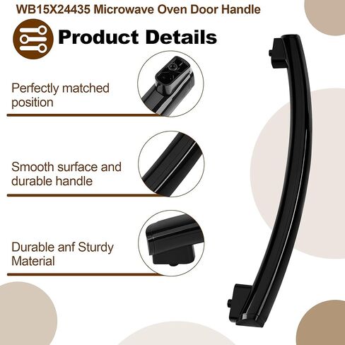 مقبض باب الميكروويف WB15X24435 - متوافق مع مقبض الميكروويف GE، مواد متينة سوداء ممتازة - يستبدل WB15X10216 PS10065137 AP5957851 EAP10065137 HVM1540LM2CS in Kuwait
