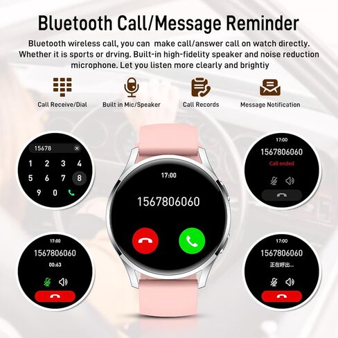 ساعة ذكية للرجال والنساء للياقة البدنية: (إجراء/الرد على المكالمة) ساعة ذكية بلوتوث لهواتف Android iOS مقاومة للماء ورياضة الجري ساعات رقمية وضغط الدم ومراقبة معدل ضربات القلب ومتتبع النوم وعداد الخطوات in Kuwait