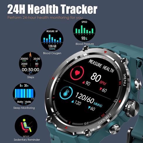 Military Smart Watches for Men (Answer/Make Call), Tactical Military Watch,Smartwatch Fitness Tracker for Android and iOS Phones with Heart Rate Sleep Monitor, Blood Oxygen,Fitness Smart Watch in Saudi Arabia