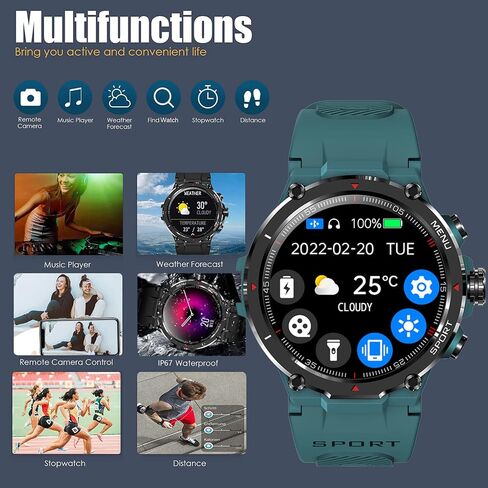 Military Smart Watches for Men (Answer/Make Call), Tactical Military Watch,Smartwatch Fitness Tracker for Android and iOS Phones with Heart Rate Sleep Monitor, Blood Oxygen,Fitness Smart Watch in Saudi Arabia