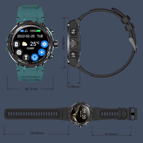 Military Smart Watches for Men (Answer/Make Call), Tactical Military Watch,Smartwatch Fitness Tracker for Android and iOS Phones with Heart Rate Sleep Monitor, Blood Oxygen,Fitness Smart Watch in Saudi Arabia