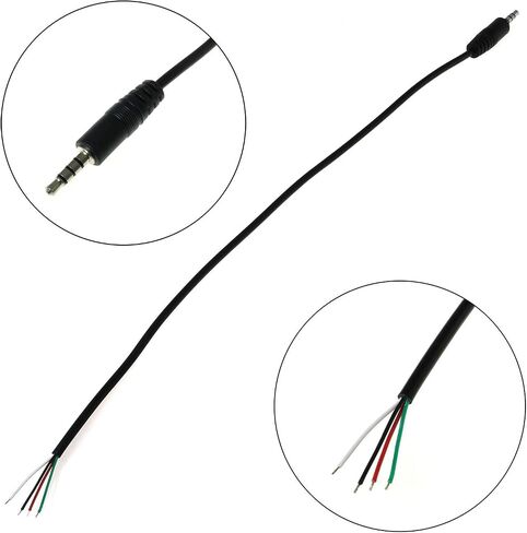 E-outstanding 3.5mm Female Jack to Bare End 2PCS Black TRRS 4 Pole 1/8" Plug Connector Audio Cable for Headphone Headset Earphone in Saudi Arabia