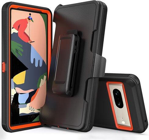 Compatible with Google Pixel 7 Case, with Belt Clip Holster Heavy Duty Rugged Shockproof Full Body Protection Kickstand Phone case for Google Pixel 7 6.3-inch 2022 (Black) in Saudi Arabia