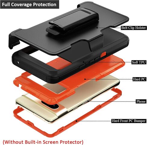 Compatible with Google Pixel 7 Case, with Belt Clip Holster Heavy Duty Rugged Shockproof Full Body Protection Kickstand Phone case for Google Pixel 7 6.3-inch 2022 (Black) in Saudi Arabia
