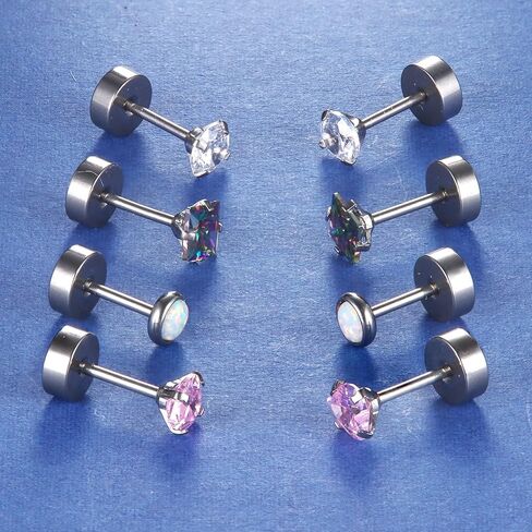 Stud Earrings For Men Women G23 Titanium Flat Back screw Back Earrings Hypoallergenic Sensitive Silver Cartilage Earring Studs in Saudi Arabia
