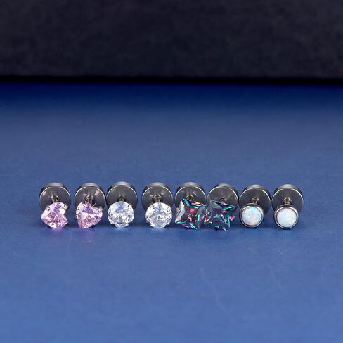 Stud Earrings For Men Women G23 Titanium Flat Back screw Back Earrings Hypoallergenic Sensitive Silver Cartilage Earring Studs in Saudi Arabia