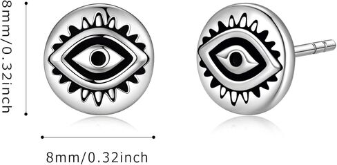 أقراط عين الشر 925 من الفضة الإسترليني هيبوالرجينيك للجنسين أقراط للرجال والنساء تميمة هدية للرجال والنساء in Kuwait