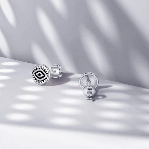 أقراط عين الشر 925 من الفضة الإسترليني هيبوالرجينيك للجنسين أقراط للرجال والنساء تميمة هدية للرجال والنساء in Kuwait