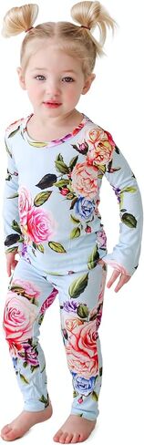 Posh Peanut Baby Pajamas Set - Toddler Sleepers Little Girl Clothes - Kids Two Piece PJ - Soft Viscose from Bamboo (Country Rose, 18-24 Months) in Saudi Arabia