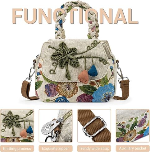 Tote Bag for Women With Zipper, Small Crossbody Bags for Women Trendy, Hand-Woven Shoulder Bag, Handbags for Women in Saudi Arabia