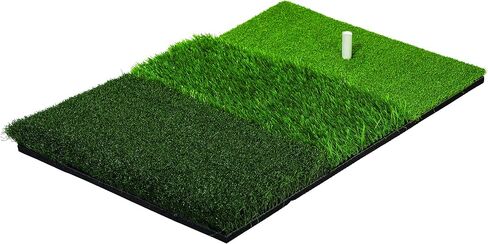 Franklin Sports Tri-Turf Golf Hitting Mat with Rubber Tee - Practice Aid Golf for All Levels - Portable Hitting Grass for Golf Driving, Green Multi, (Model: 92502X) in Saudi Arabia