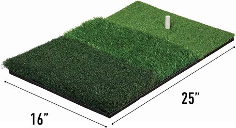 Franklin Sports Tri-Turf Golf Hitting Mat with Rubber Tee - Practice Aid Golf for All Levels - Portable Hitting Grass for Golf Driving, Green Multi, (Model: 92502X) in Saudi Arabia