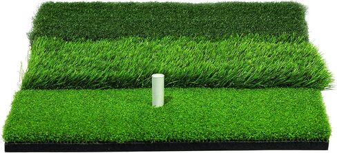 Franklin Sports Tri-Turf Golf Hitting Mat with Rubber Tee - Practice Aid Golf for All Levels - Portable Hitting Grass for Golf Driving, Green Multi, (Model: 92502X) in Saudi Arabia