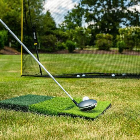 Franklin Sports Tri-Turf Golf Hitting Mat with Rubber Tee - Practice Aid Golf for All Levels - Portable Hitting Grass for Golf Driving, Green Multi, (Model: 92502X) in Saudi Arabia