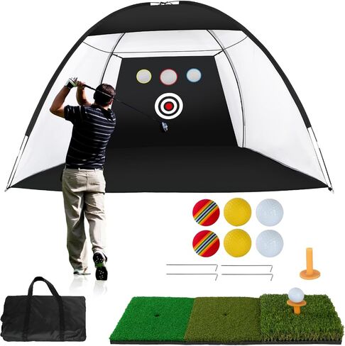 Golfguru Golf Net, All-in-1 Golf Practice Net with 1 Golf Mat, 5 Golf Balls, 1 Golf Tee, Golf Net for Backyard Driving Chipping Ind, 10 x 7 Ft in Saudi Arabia