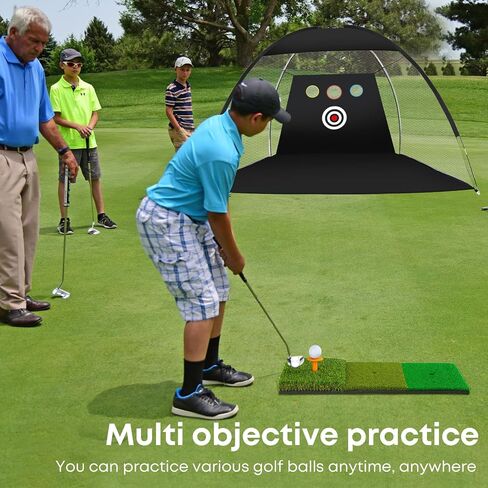Golfguru Golf Net, All-in-1 Golf Practice Net with 1 Golf Mat, 5 Golf Balls, 1 Golf Tee, Golf Net for Backyard Driving Chipping Ind, 10 x 7 Ft in Saudi Arabia