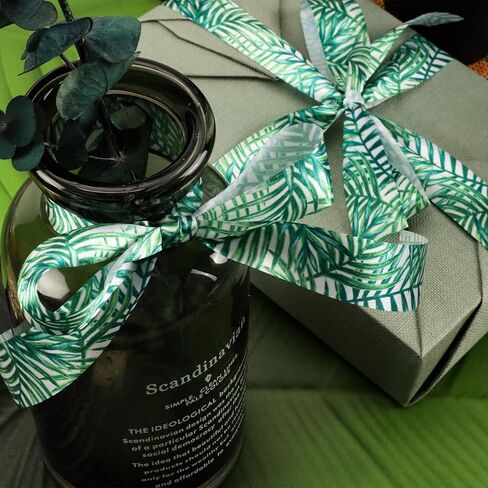 شريط حافة سلكي من Laribbons، شريط استوائي مقاس 1 × 10 ياردة، شريط أوراق النخيل المطبوع صيفيًا لاستحمام الطفل، وحفلة المزرعة، والحرف اليدوية، وأقواس إكليل الزهور in Kuwait