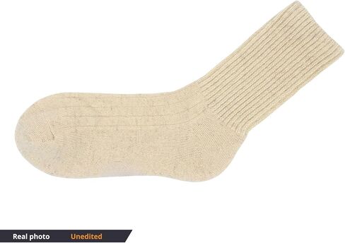جوارب صوف ميرينو 100% مريحة وسميكة للمشي لمسافات طويلة والتزلج في الهواء الطلق - فائقة النعومة، صغيرة 4.5-7 US عاجي أبيض، صنع في منغوليا in Kuwait