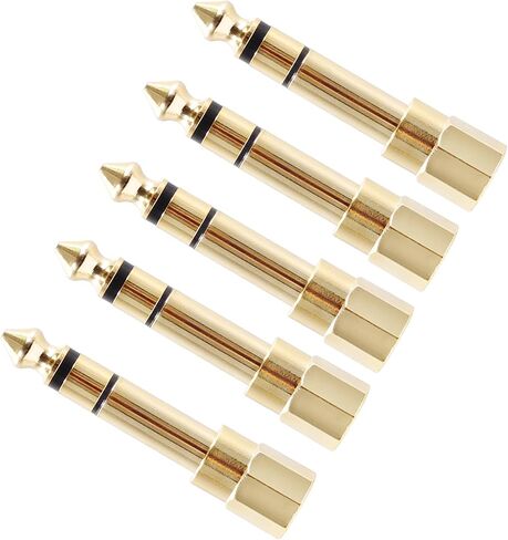 6.35mm to 3.5mm Adapter,6.35mm (1/4 inch) Male to 3.5mm (1/8 inch) Female Stereo Audio Jack Adapter for Aux Cable, Guitar Amplifier, Headphone, 5 Pack in Saudi Arabia