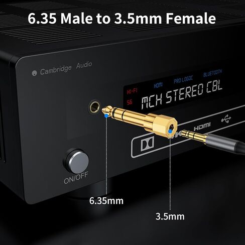 6.35mm to 3.5mm Adapter,6.35mm (1/4 inch) Male to 3.5mm (1/8 inch) Female Stereo Audio Jack Adapter for Aux Cable, Guitar Amplifier, Headphone, 5 Pack in Saudi Arabia
