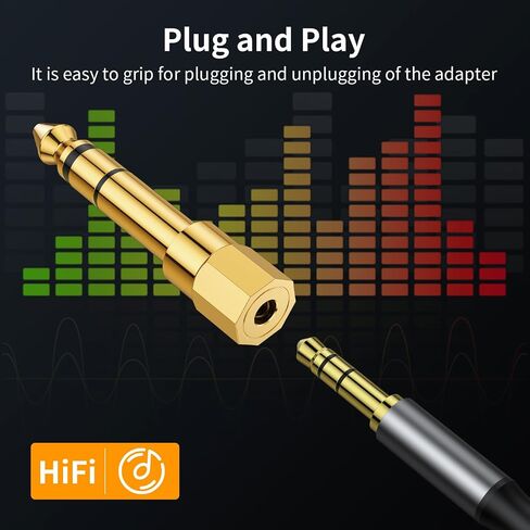 6.35mm to 3.5mm Adapter,6.35mm (1/4 inch) Male to 3.5mm (1/8 inch) Female Stereo Audio Jack Adapter for Aux Cable, Guitar Amplifier, Headphone, 5 Pack in Saudi Arabia