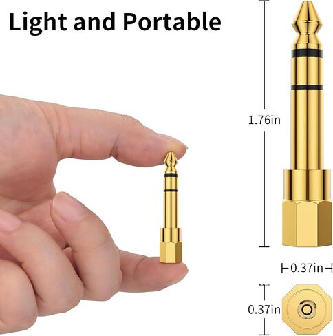 6.35mm to 3.5mm Adapter,6.35mm (1/4 inch) Male to 3.5mm (1/8 inch) Female Stereo Audio Jack Adapter for Aux Cable, Guitar Amplifier, Headphone, 5 Pack in Saudi Arabia