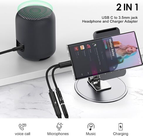 محول مقبس سماعة الرأس USB من النوع C إلى 3.5 ملم لهاتف Samsung Galaxy A15 5G A54 S23 Ultra Z Fold 5 A23 A14 A24 A34 S22 S21FE S20 Note20، Pixel 8 7a 6,2 في 1 نوع C إلى Aux Audio Dongle سلك شحن سريع in Saudi Arabia