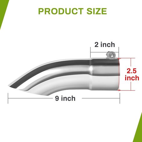AUTOSAVER88 طرف عادم أسود بمدخل 2.5 بوصة، مدخل 2.5 بوصة، مخرج 2.5 بوصة، الطول الإجمالي 9 بوصة من الفولاذ المقاوم للصدأ، أطراف عادم مقلوبة للأسفل، أنبوب عادم مطلي بمسحوق in Saudi Arabia