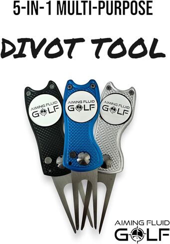 Premium 5-in-1 Golf Divot Repair Tool and Ball Marker I Groove Cleaner I Club Tee I Putting Alignment I Switchblade Design I Golf Gift I Golf Accessory in Saudi Arabia