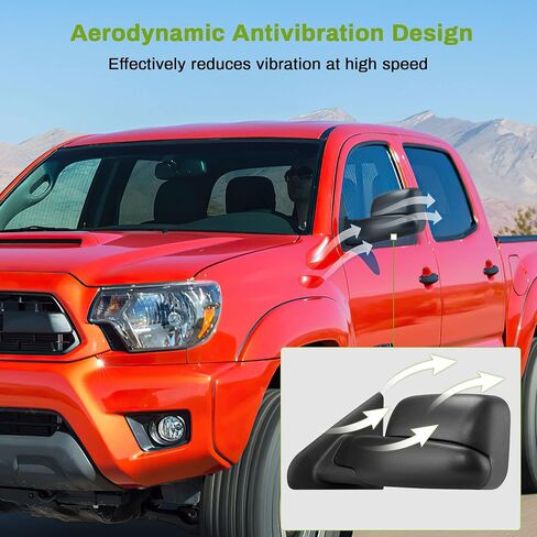 مرايا السحب AUTOSAVER88 المتوافقة مع تاكوما 2005-2015، مرايا جانبية خلفية ساخنة قابلة للتعديل كهربائيًا، مرايا سحب قابلة للطي يدويًا باللون الأسود in Kuwait