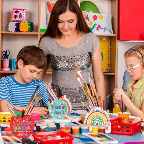 4 Pack Wooden Pencil Holder Teacher Appreciation Gift Thank You Gift Shape of Apple Rainbow Pen Globe Desktop Pen Organizer Holder for Christmas End of Year School Teacher Office Home Desk in Saudi Arabia