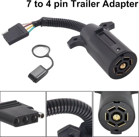 AUTOXBERT 7 طريقة شفرة مستديرة إلى 4 دبوس محول مقطورة مسطحة الأسلاك التوصيل الخفيف قافلة RV شاحنة سحب قارب محولات موصل غطاء مقاوم للغبار in Saudi Arabia