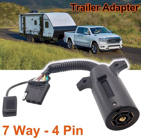 AUTOXBERT 7 طريقة شفرة مستديرة إلى 4 دبوس محول مقطورة مسطحة الأسلاك التوصيل الخفيف قافلة RV شاحنة سحب قارب محولات موصل غطاء مقاوم للغبار in Saudi Arabia