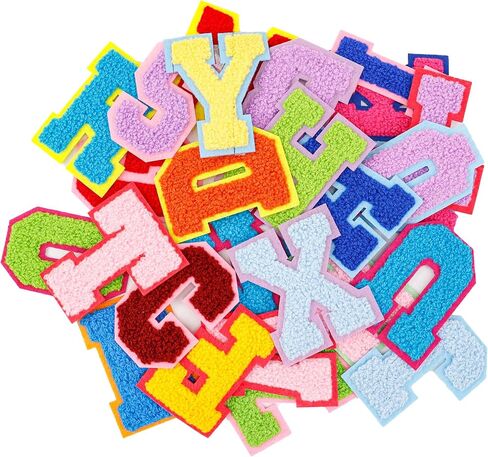 78PCS Iron On Letter Patches for Backpacks, Fuzzy Chenille Letter Patches A-Z Varsity Sew On Letters for Clothes Jackets and Hat in Saudi Arabia