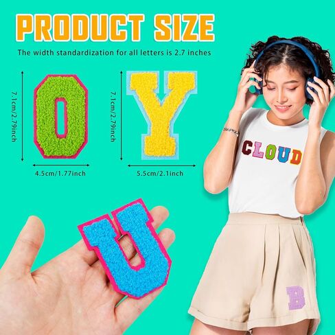78PCS Iron On Letter Patches for Backpacks, Fuzzy Chenille Letter Patches A-Z Varsity Sew On Letters for Clothes Jackets and Hat in Saudi Arabia